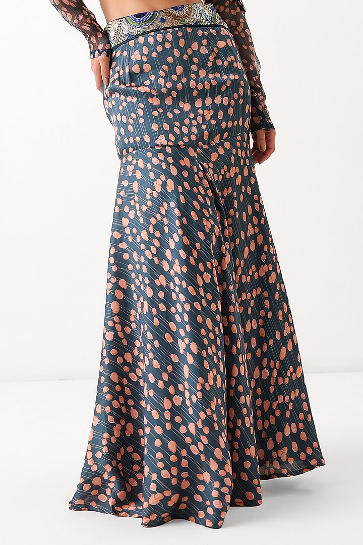 Persian Blue Chiffon Printed Mermaid Skirt Set by Pallavi Jaipur at Pernia's Pop Up Shop