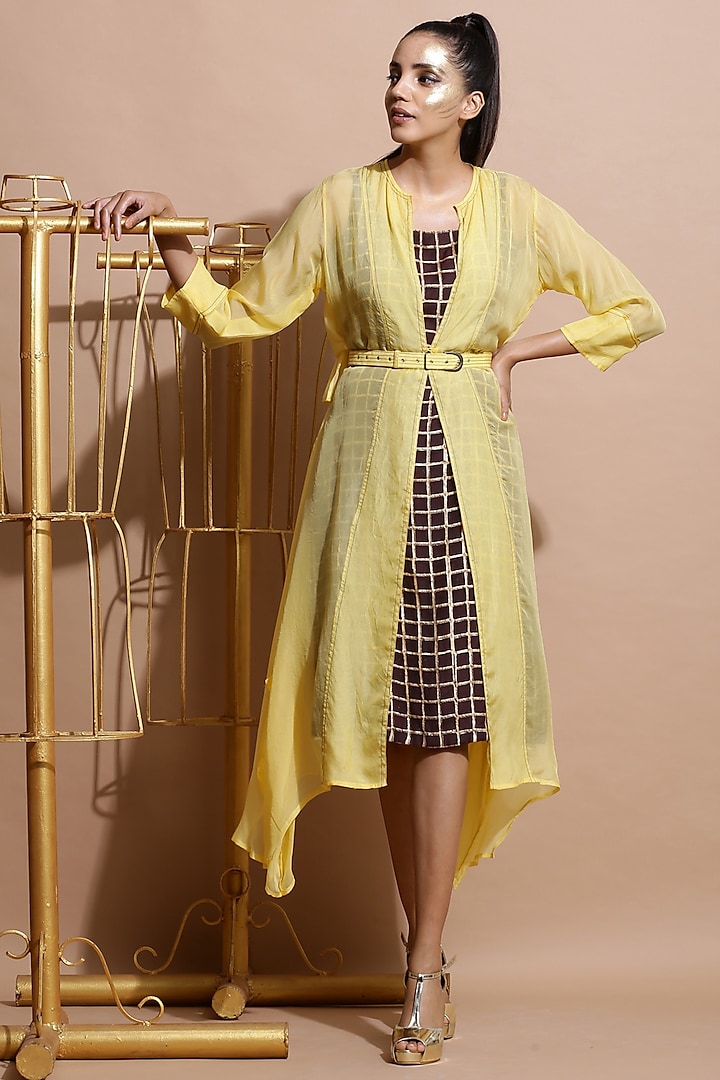 Yellow Jacket With Frills by Pallavi Jaipur