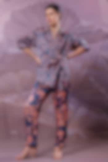 Persian Blue Silk Blend Printed Co-Ord Set by Pallavi Jaipur at Pernia's Pop Up Shop