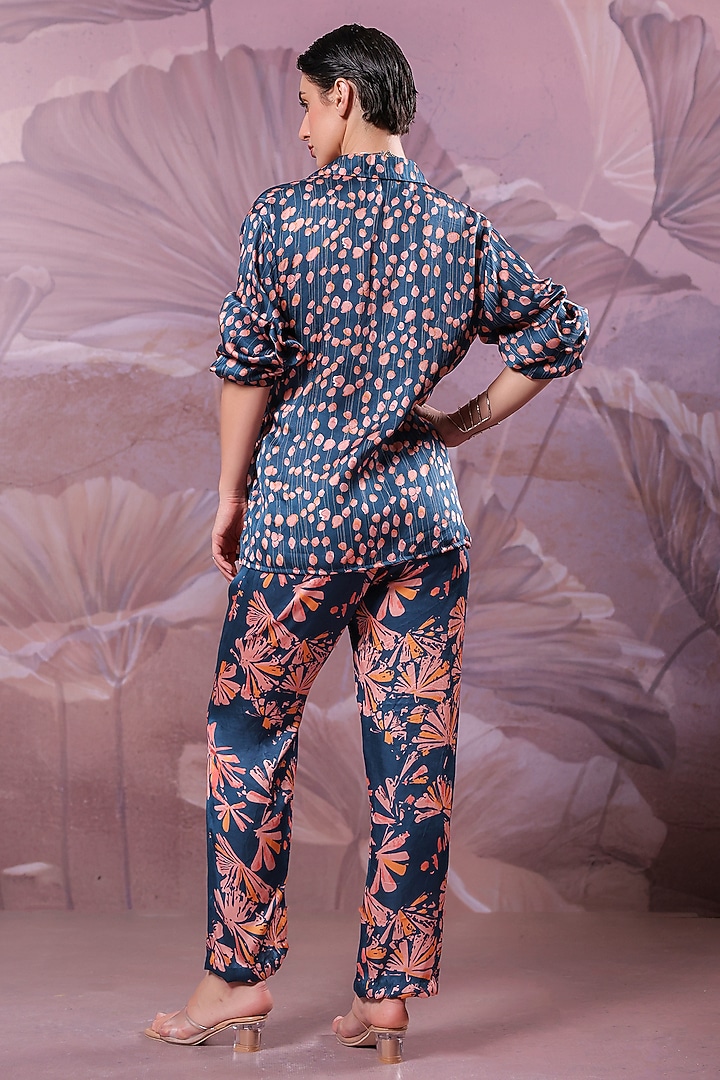 Persian Blue Silk Blend Printed Co-Ord Set by Pallavi Jaipur at Pernia's Pop Up Shop