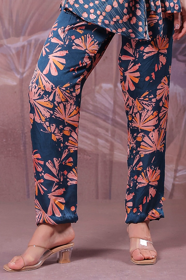 Persian Blue Silk Blend Printed Co-Ord Set by Pallavi Jaipur at Pernia's Pop Up Shop