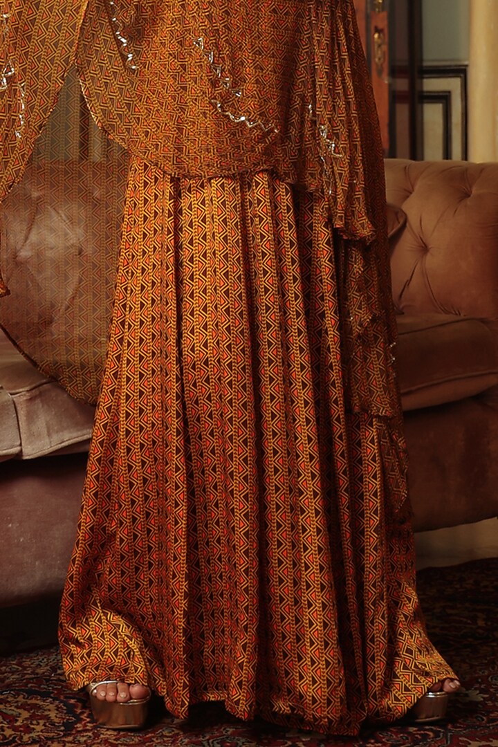 Mustard Printed One-Shoulder Jumpsuit by Pallavi Jaipur at Pernia's Pop Up Shop
