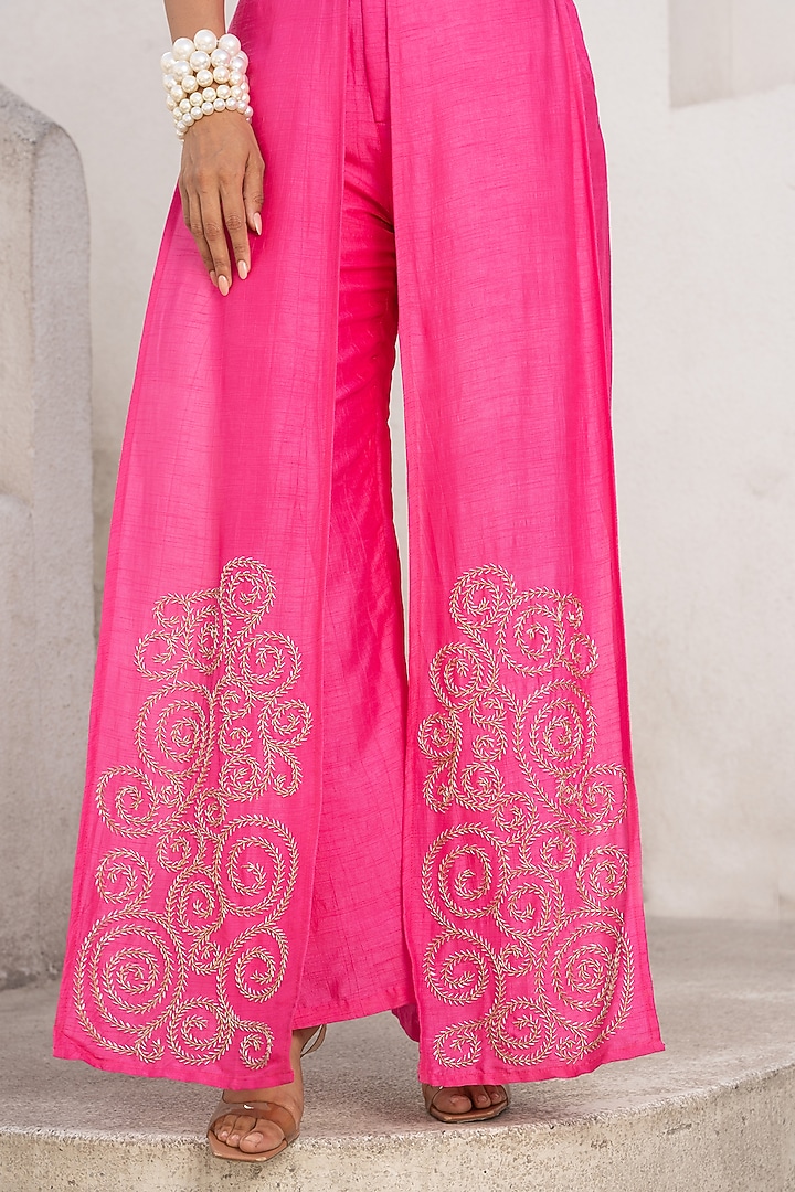 Hot Pink Chiffon Cape Set by Pallavi Jaipur at Pernia's Pop Up Shop