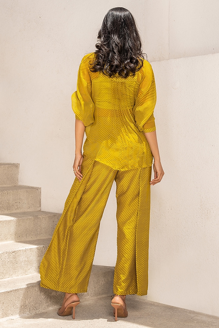 Olive Green Chanderi Pant Set by Pallavi Jaipur at Pernia's Pop Up Shop