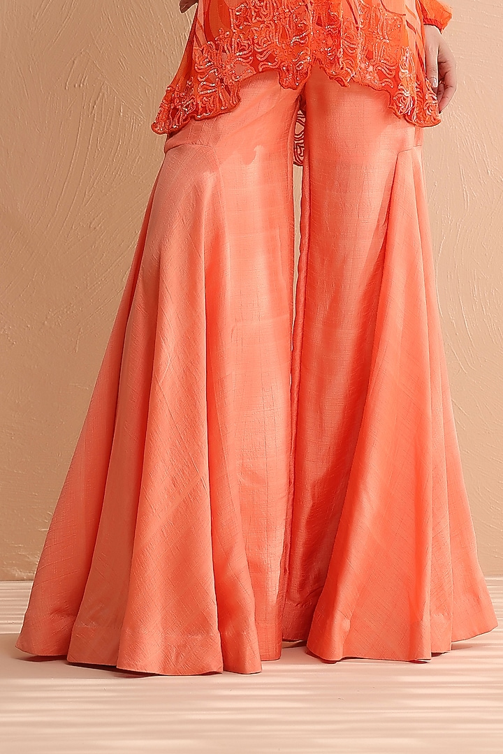 Tangerine Chiffon Leheriya Printed Tunic Set by Pallavi Jaipur at Pernia's Pop Up Shop