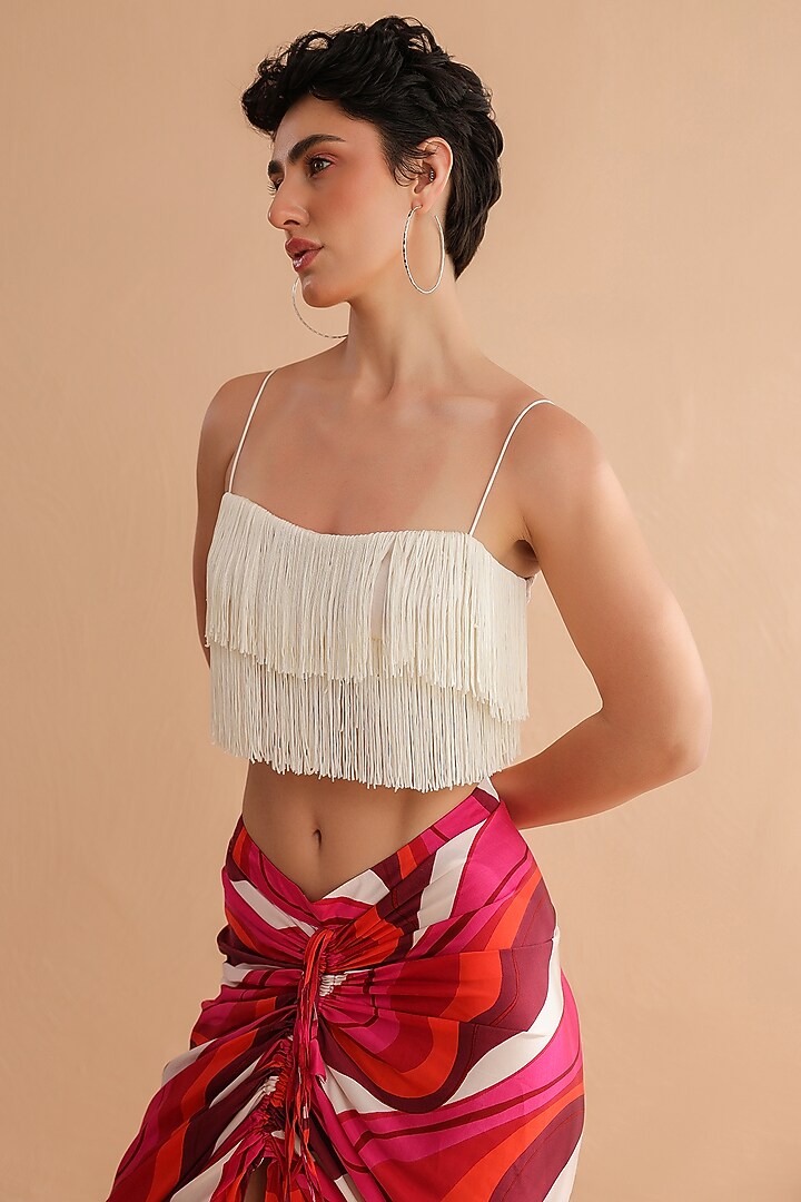 Fuchsia Pink Silk Blend Leheriya Printed Jacket Set by Pallavi Jaipur at Pernia's Pop Up Shop
