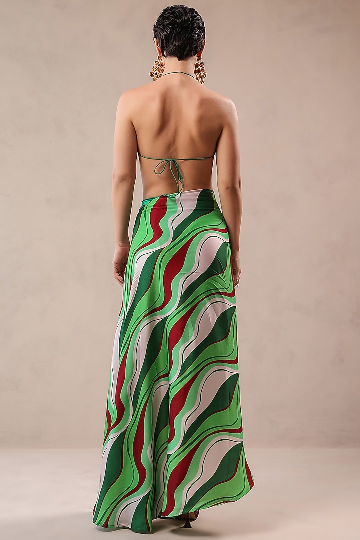 Forest Green Silk Blend Leheriya Printed Cover Up Set by Pallavi Jaipur at Pernia's Pop Up Shop