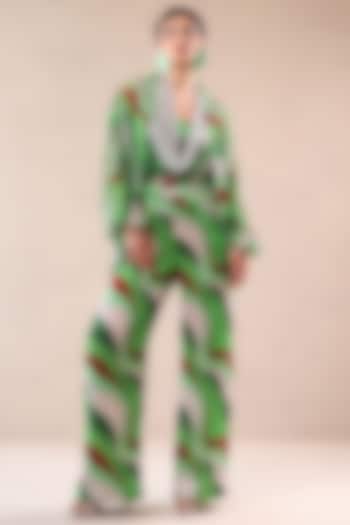 Forest Green Silk Blend Leheriya Printed Co-Ord Set by Pallavi Jaipur at Pernia's Pop Up Shop