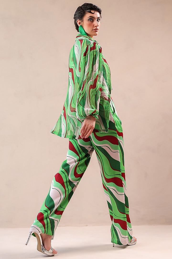Forest Green Silk Blend Leheriya Printed Co-Ord Set by Pallavi Jaipur at Pernia's Pop Up Shop