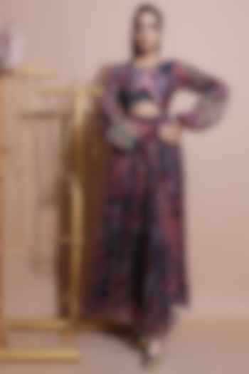 Navy Blue Leheriya Long Vacation Dress by Pallavi Jaipur at Pernia's Pop Up Shop