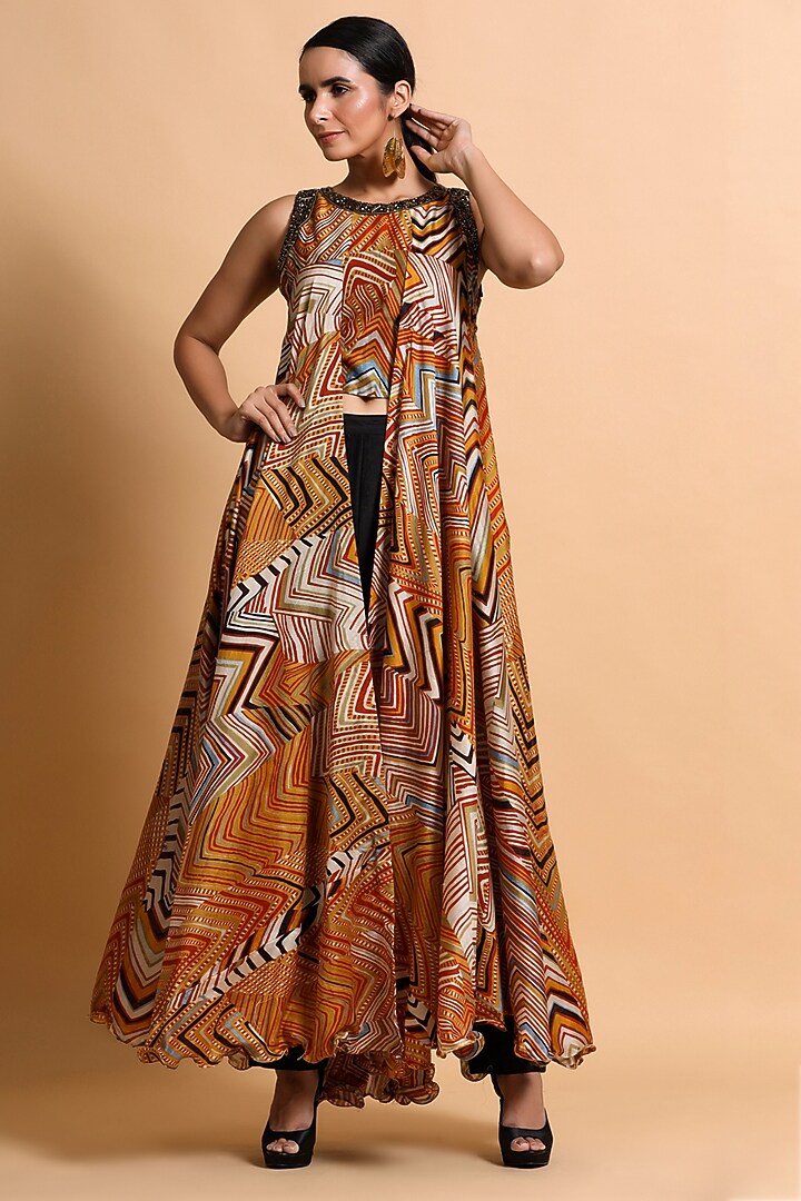 Mustard Leheriya Pant Set by Pallavi Jaipur at Pernia's Pop Up Shop