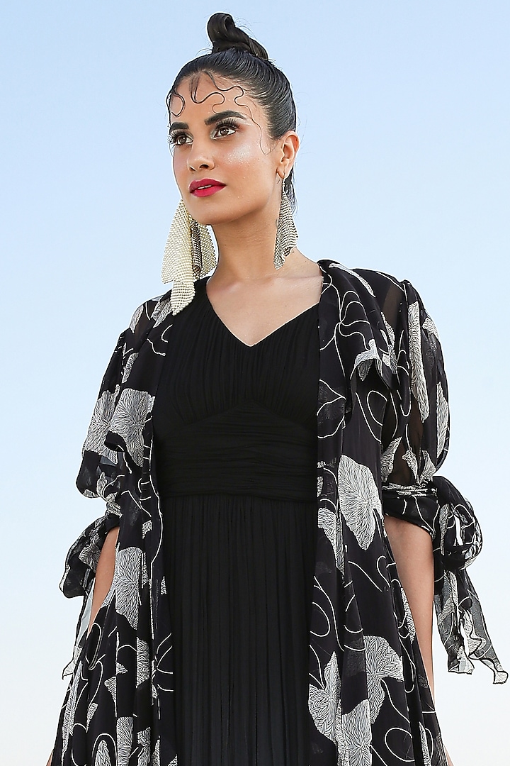 Black & Grey Ombre Jacket Vacation Dress by Pallavi Jaipur at Pernia's Pop Up Shop