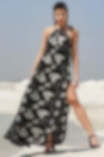 Black Palm Grove Printed Maxi Summer Dress by Pallavi Jaipur at Pernia's Pop Up Shop