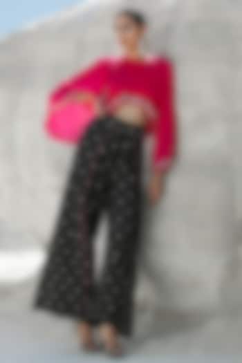 Black Diamond Printed Flutter Pant Set by Pallavi Jaipur at Pernia's Pop Up Shop
