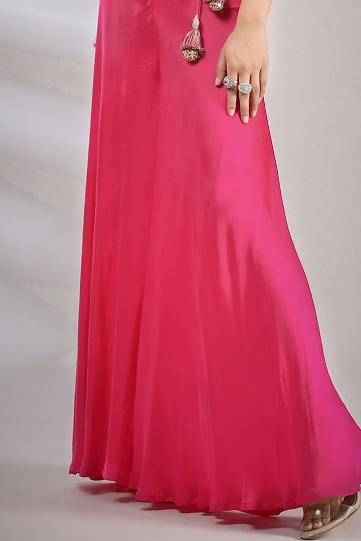 Hot Pink Silk Blend Pant Set by Pallavi Jaipur at Pernia's Pop Up Shop