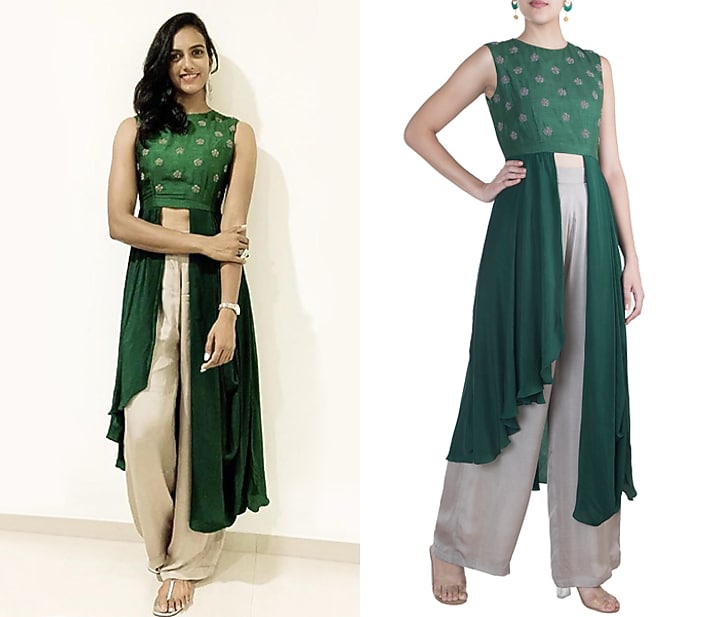 Green Embroidered Tunic With Pants by Suave by Neha & Shreya at Pernia's Pop Up Shop