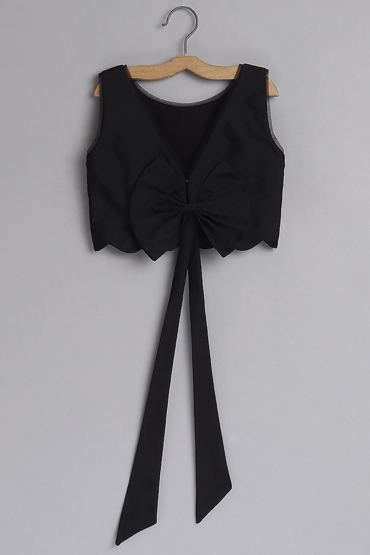 Black Gota Embroidered Skirt Set For Girls by Pwn at Pernia's Pop Up Shop