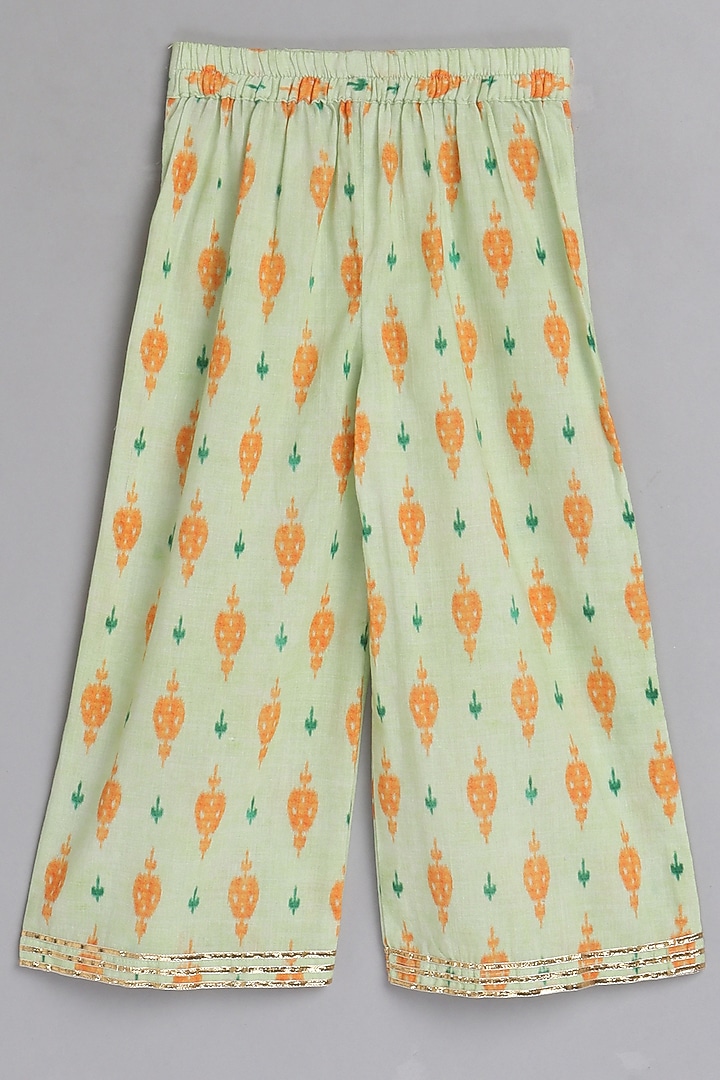 Light Green Printed Palazzo Pant Set For Girls by Pwn at Pernia's Pop Up Shop