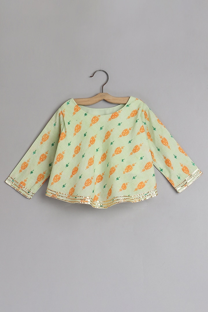 Light Green Printed Palazzo Pant Set For Girls by Pwn at Pernia's Pop Up Shop