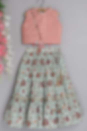 Mint Printed Skirt Set For Girls by Pwn