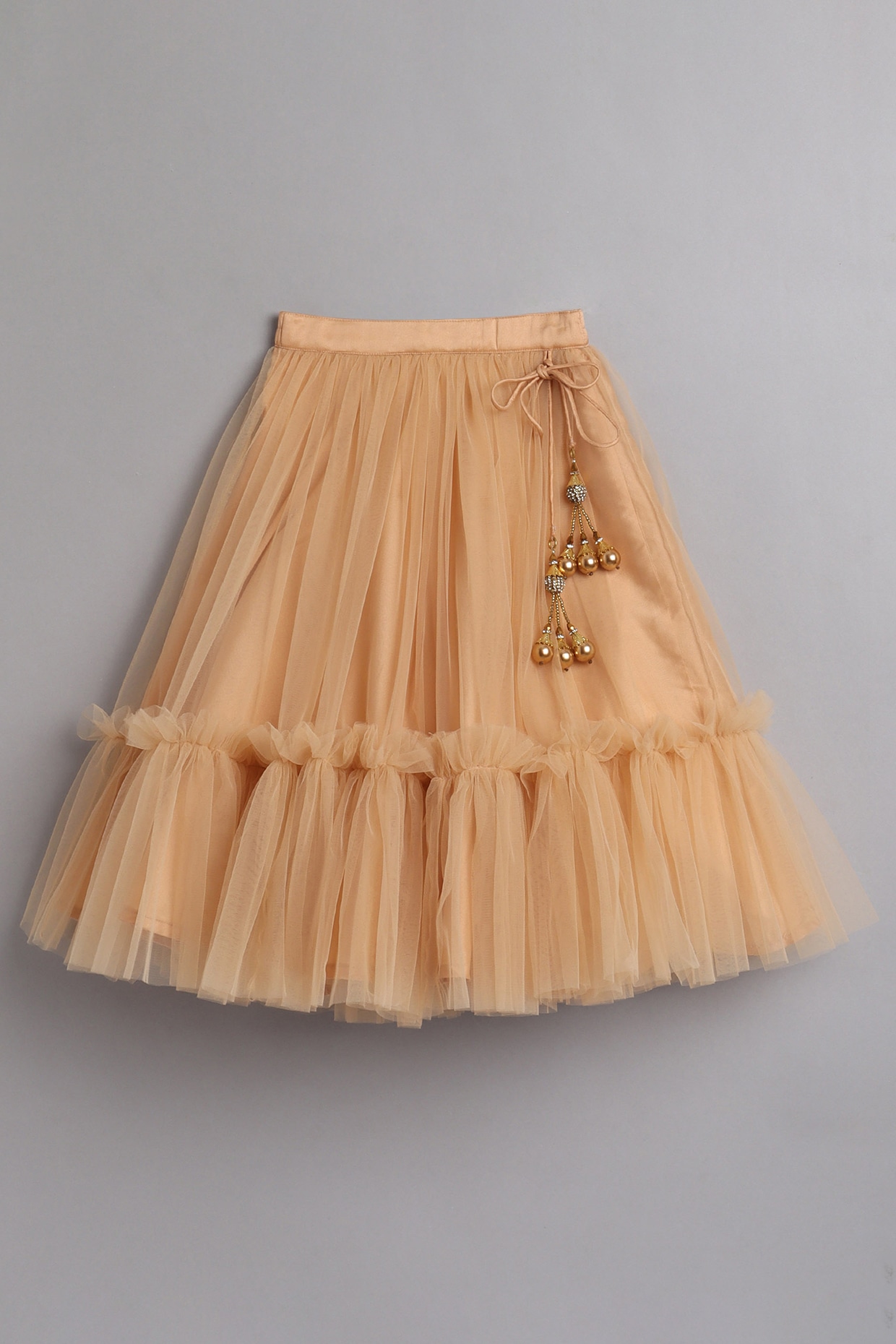 Beige flared outlet skirt