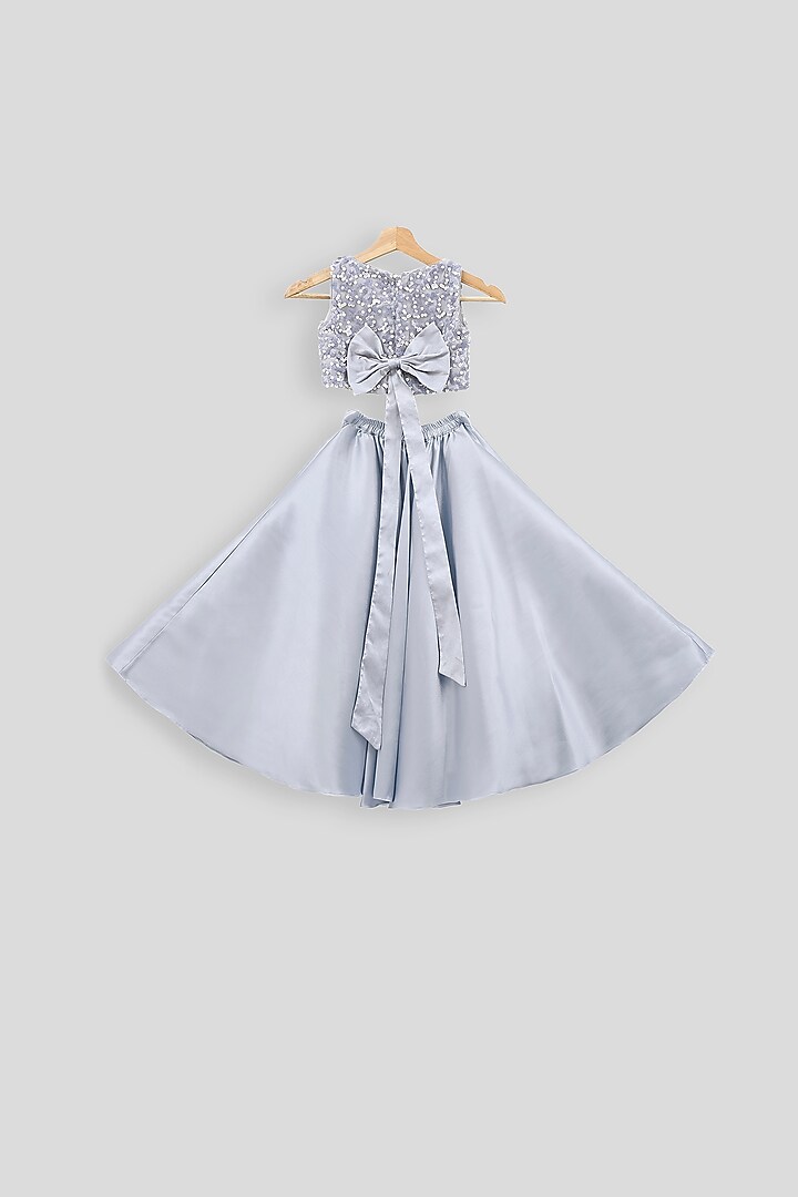 Grey Sequins Blouse With Skirt For Girls by PWN at Pernia's Pop Up Shop