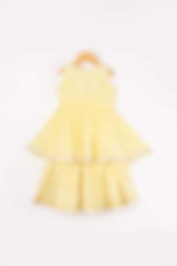 Yellow Cotton Sharara Set For Girls by PWN