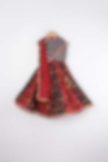 Red & Blue Cotton Lehenga Set For Girls by Pwn at Pernia's Pop Up Shop