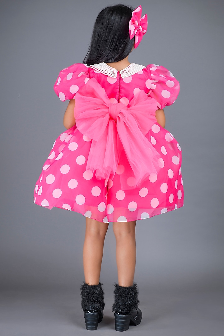 Pink Organza Printed Dress For Girls by Pixiethreads at Pernia's Pop Up Shop
