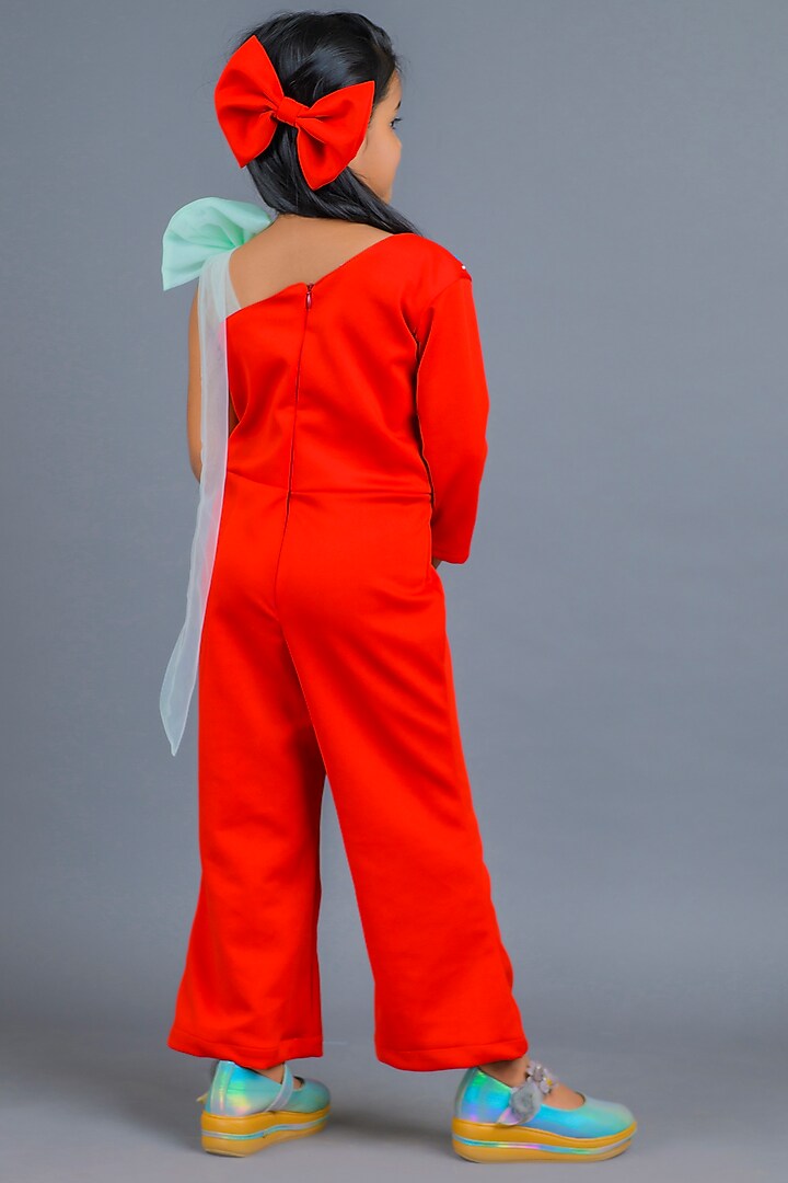 Red Scuba Jumpsuit For Girls by Pixiethreads at Pernia's Pop Up Shop