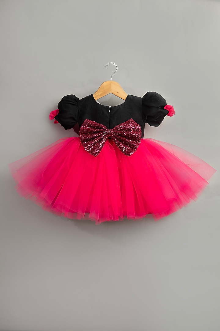 Pink Premium Satin & Net Flared Dress For Girls by Pixiethreads at Pernia's Pop Up Shop