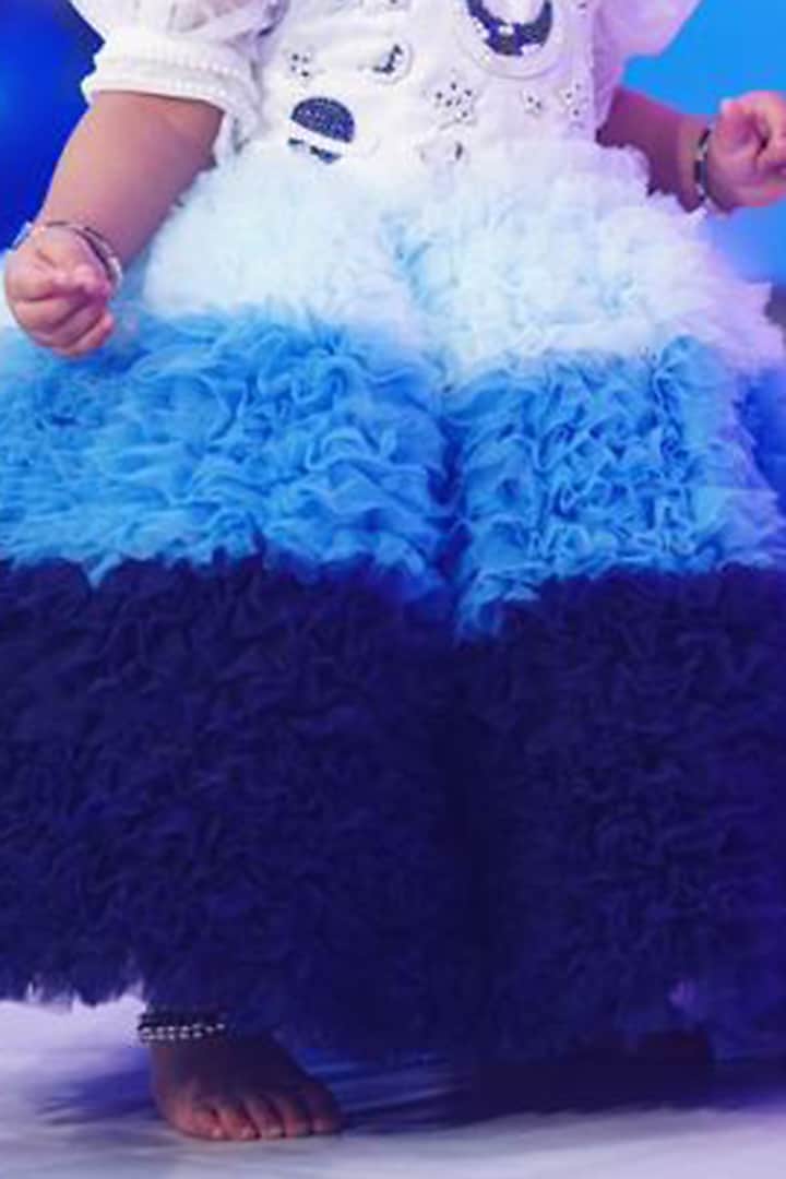 Multi-Colored Premium Satin & Net Flared Bow Dress For Girls by Pixiethreads at Pernia's Pop Up Shop