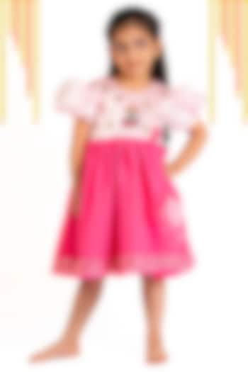 Pink Premium Satin & Georgette Flared Dress For Girls by Pixiethreads at Pernia's Pop Up Shop