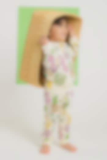 Off White Lyocell Tencel Printed Co-Ord Set For Kids by Pixie at Pernia's Pop Up Shop