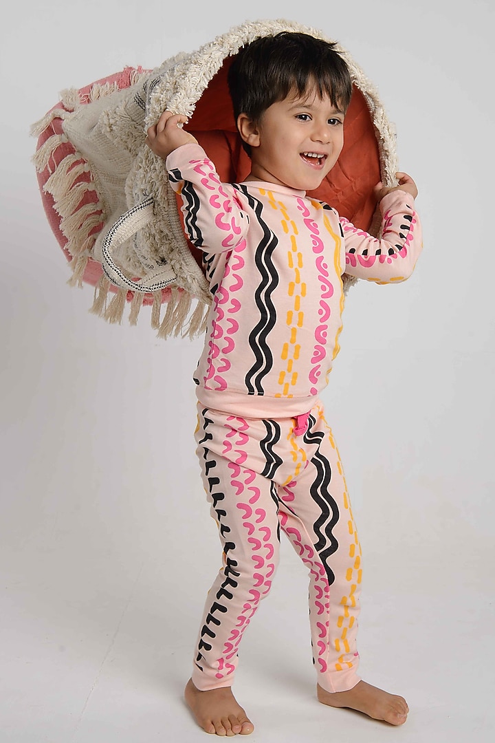 Pink Lyocell Tencel Printed Co-Ord Set For Kids by Pixie at Pernia's Pop Up Shop