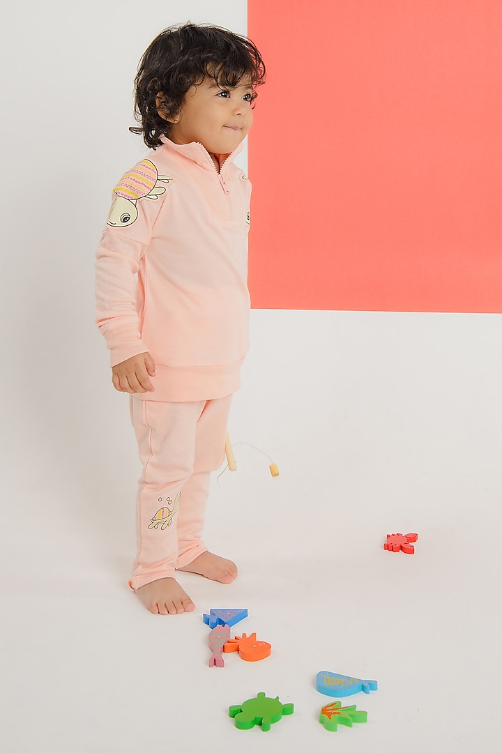 Pink Lyocell Tencel Printed Co-Ord Set For Kids by Pixie at Pernia's Pop Up Shop