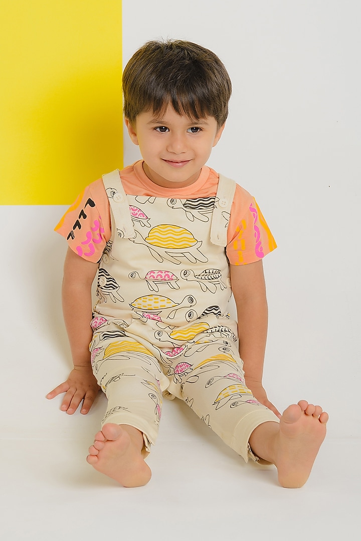 Multi-Colored Lyocell Tencel Dungaree For Kids by Pixie at Pernia's Pop Up Shop