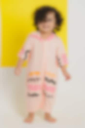 Pink Lyocell Tencel Printed Romper For Kids by Pixie at Pernia's Pop Up Shop