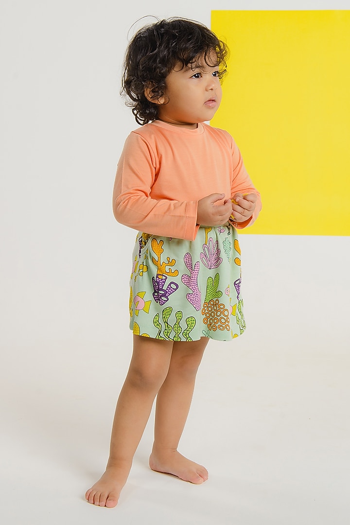 Peach Lyocell Tencel T-Shirt For Kids by Pixie at Pernia's Pop Up Shop