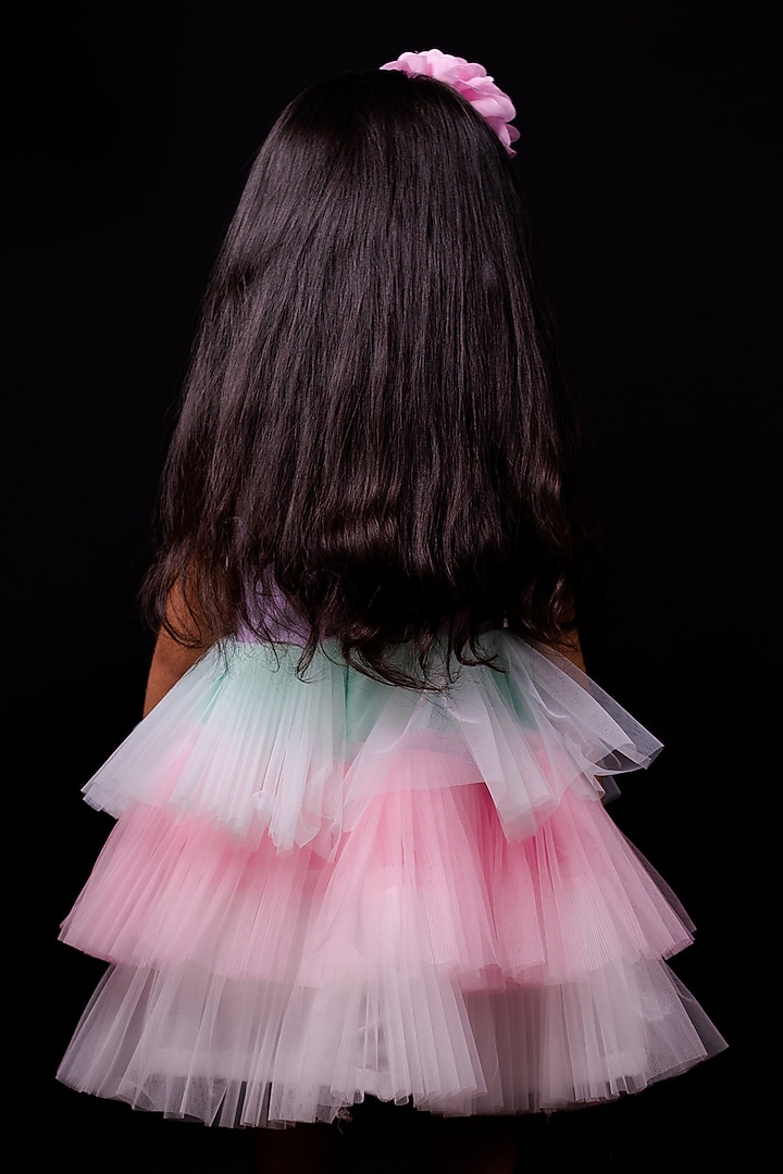 White & Pink Satin Frock For Girls by Pixiethreads at Pernia's Pop Up Shop