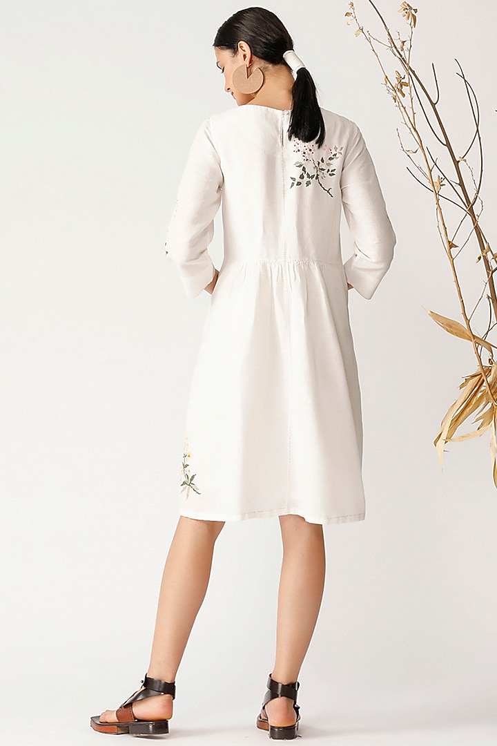 White Cross Stitch Embroidered Vacation Dress by Payal Pratap at Pernia's Pop Up Shop