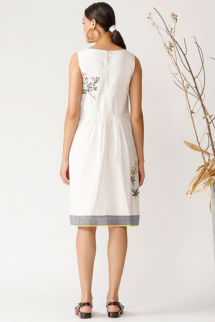 White Embroidered Sleeveless Vacation Dress by Payal Pratap at Pernia's Pop Up Shop