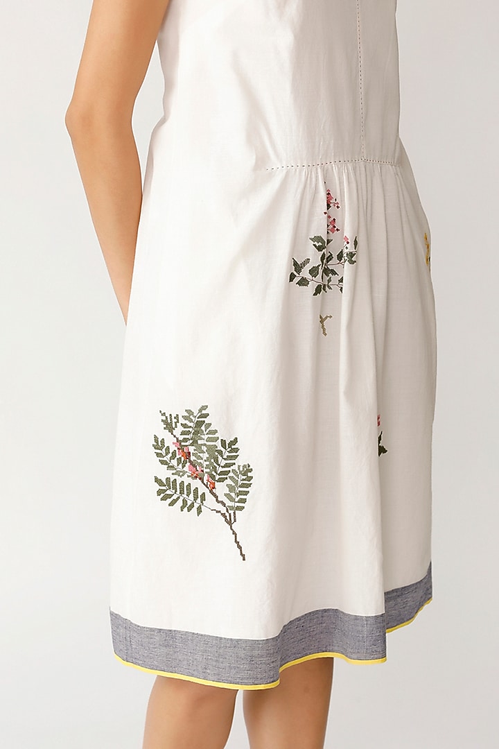 White Embroidered Sleeveless Vacation Dress by Payal Pratap at Pernia's Pop Up Shop