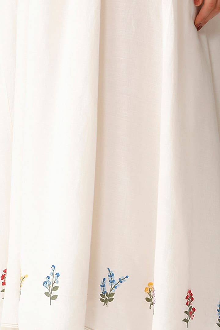 White Linen Embroidered Maxi Vacation Dress by Payal Pratap at Pernia's Pop Up Shop