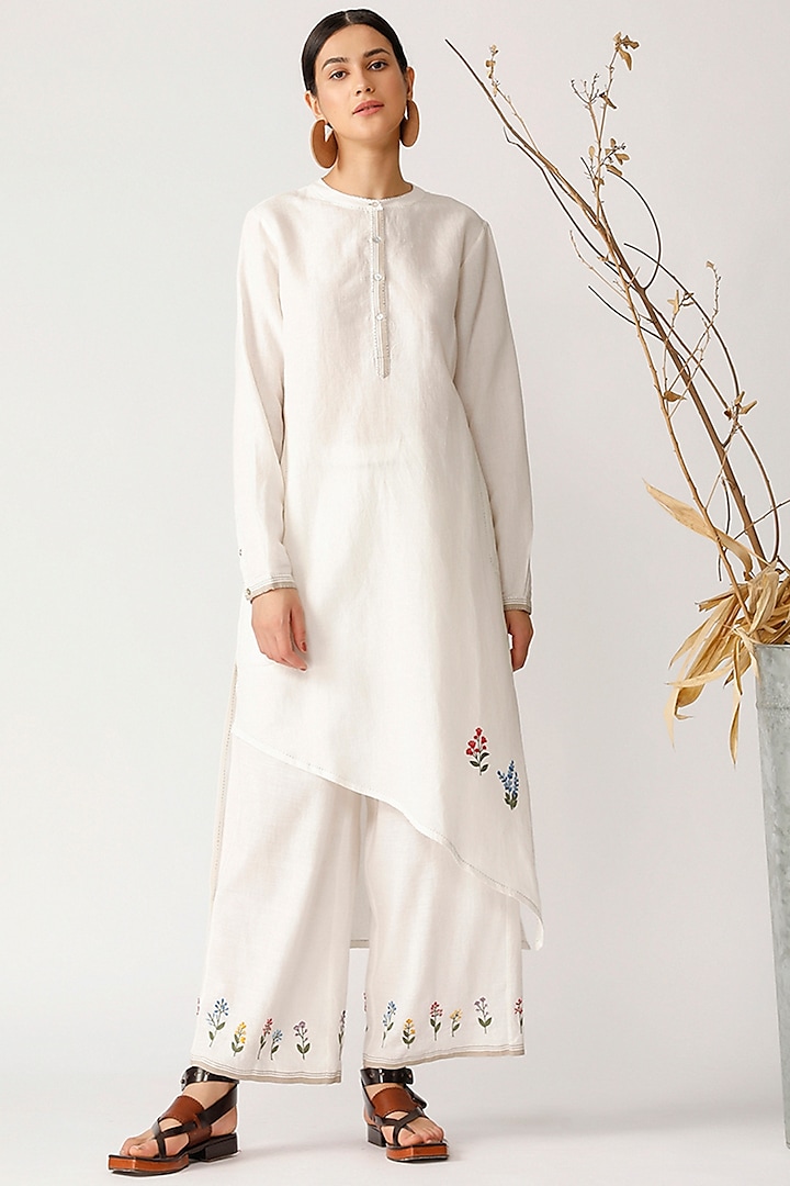 White Asymmetric High-Low Tunic by Payal Pratap