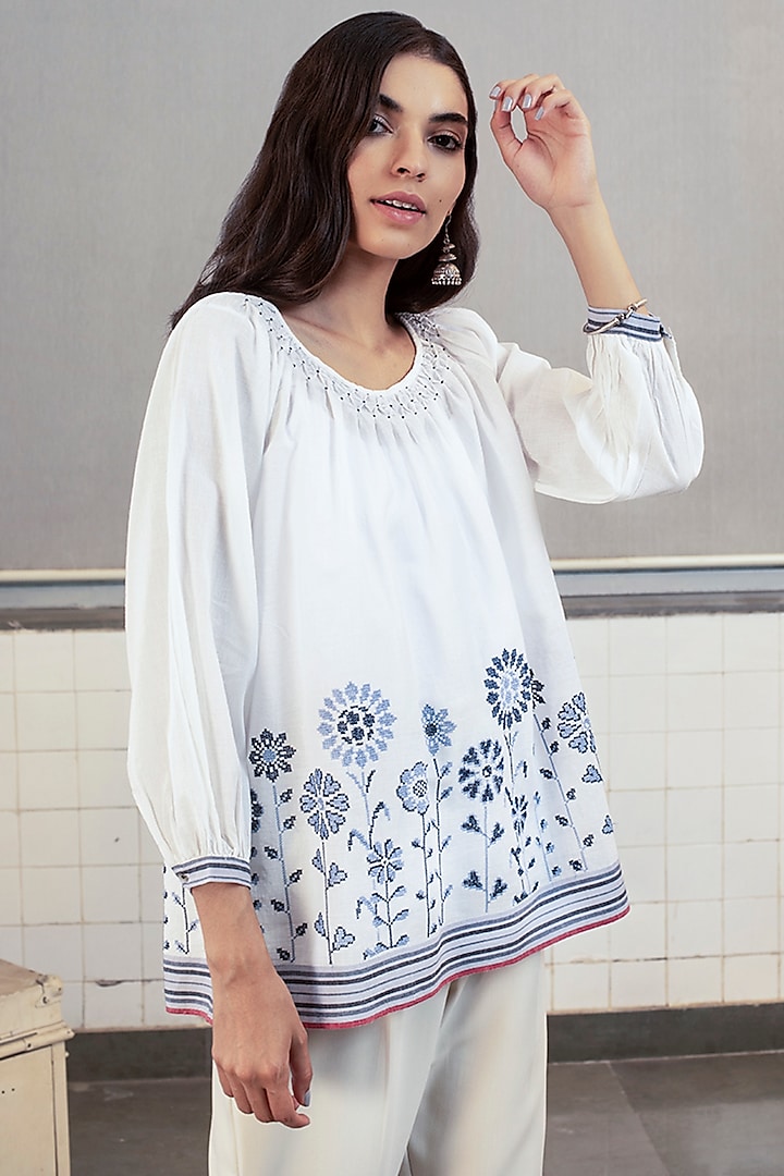 White Embroidered Top by Payal Pratap