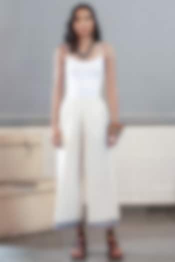 White Cotton handloom Pants by Payal Pratap at Pernia's Pop Up Shop
