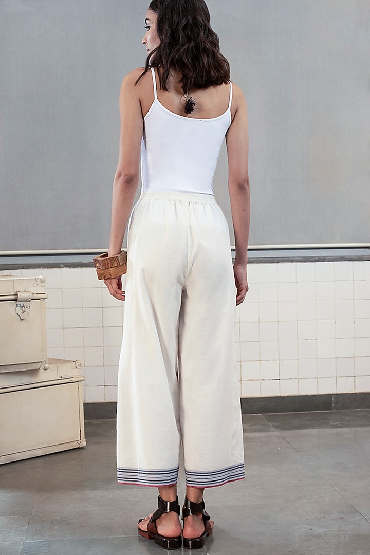 White Cotton Handloom Pant by Payal Pratap at Pernia's Pop Up Shop
