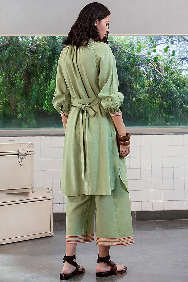 Olive Green Embroidered Tunic by Payal Pratap at Pernia's Pop Up Shop
