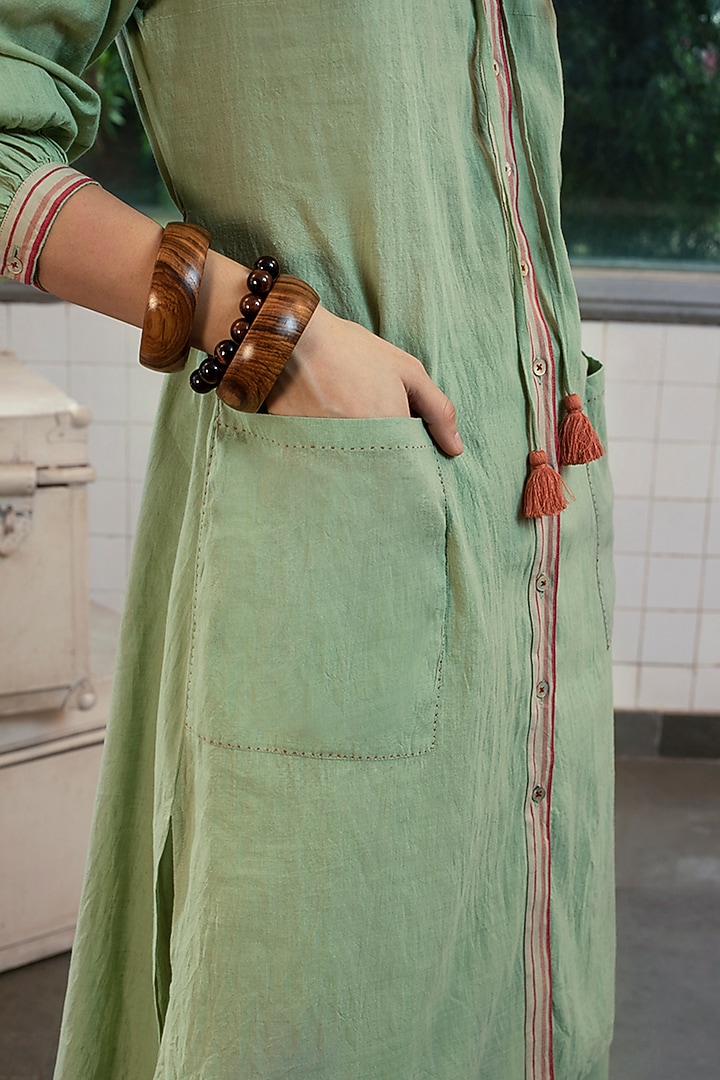 Olive Green Embroidered Tunic by Payal Pratap at Pernia's Pop Up Shop
